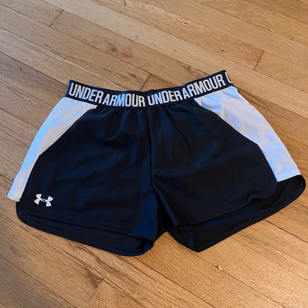Under Armour Running Shorts Black and White w/ Pockets